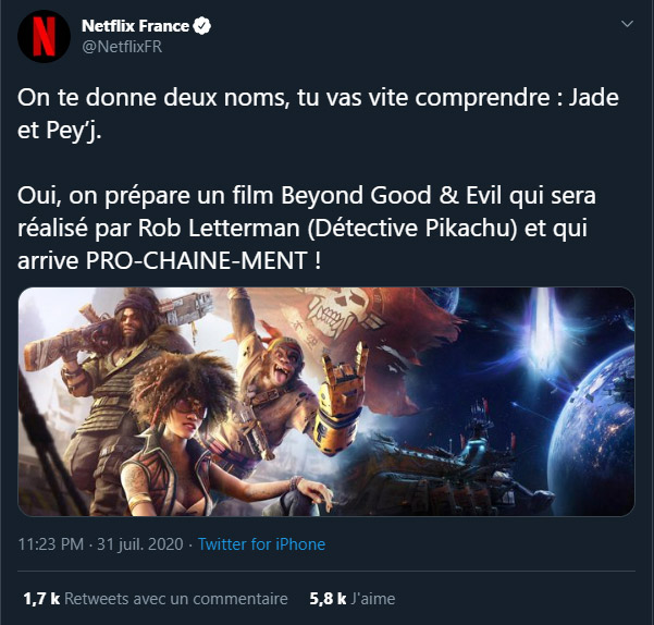Tweet de Netflix annon&ccedil;ant le film