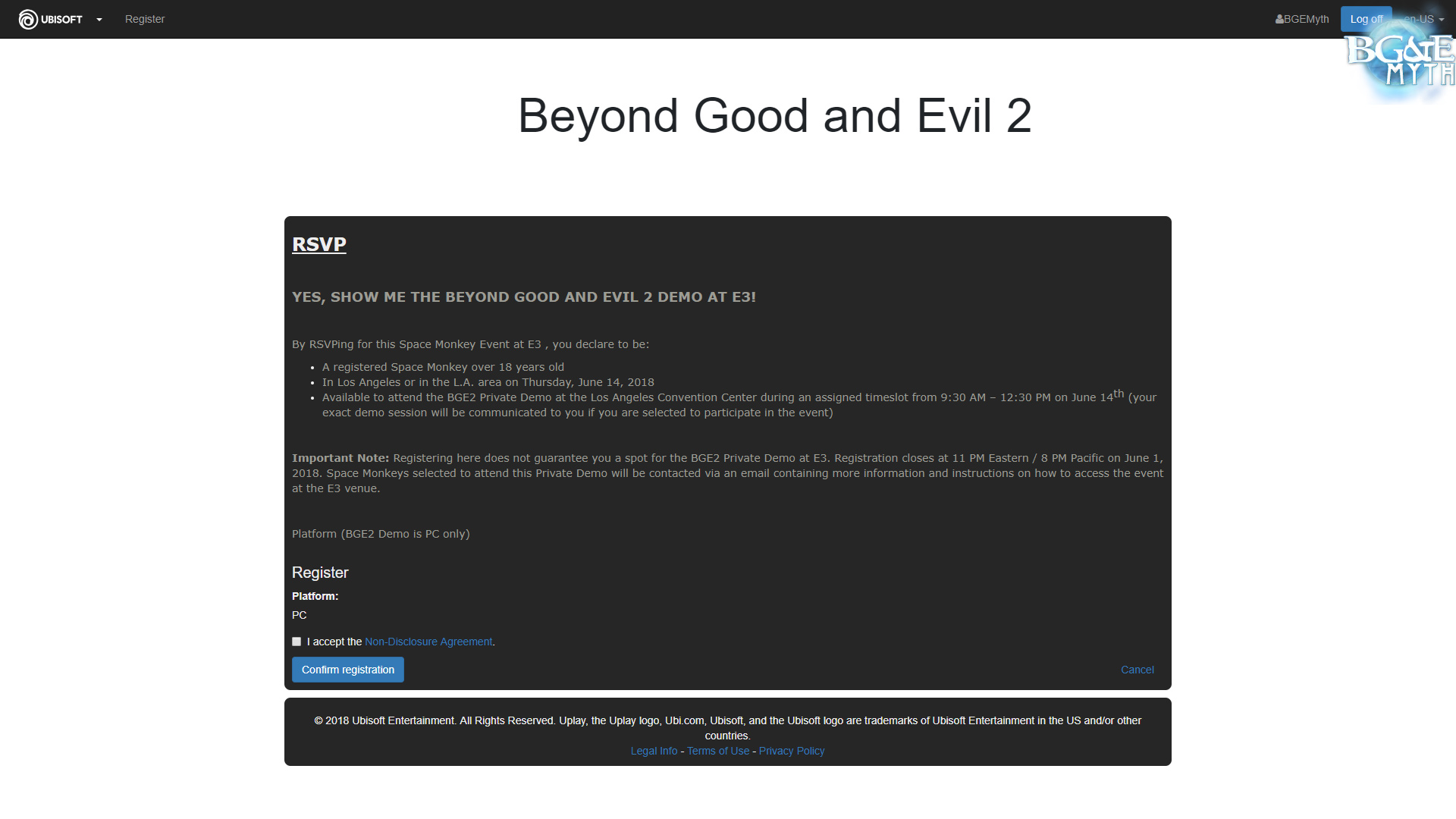 Inscription pour la d&eacute;mo priv&eacute;e de BG&amp;E 2