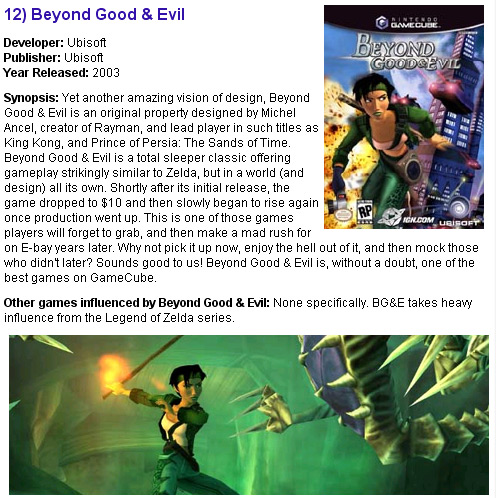 BG&E : 12ème meilleur jeu sur Gamecube d'après IGN
