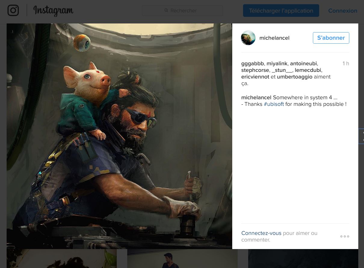 Message et artwork posté par Michel Ancel sur Instagram